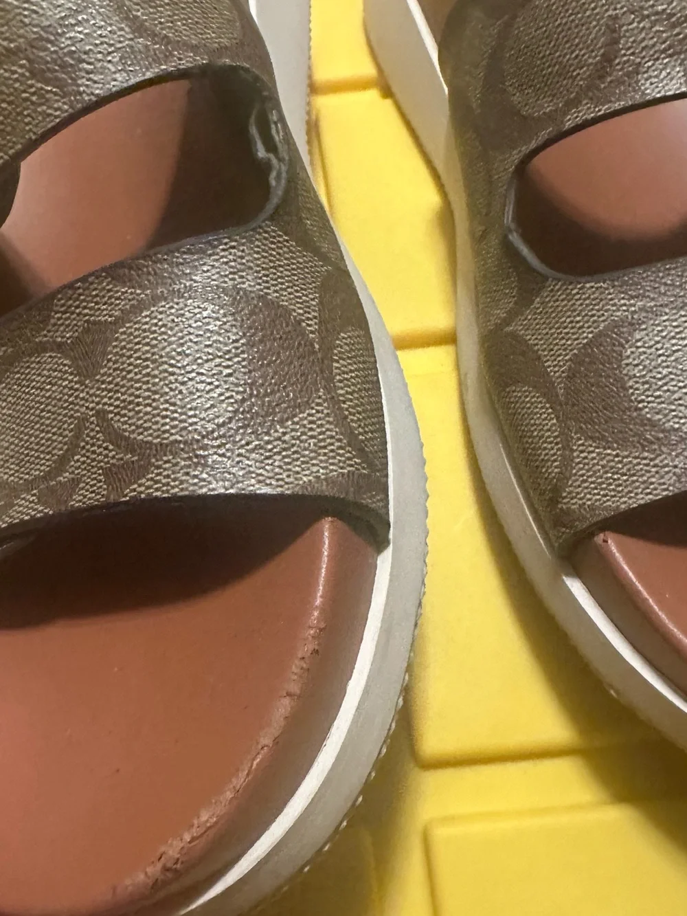 Coach Kids Brown Signature Double-Strap Slide Sandals with Silver Buckles - Picture 8 of 8
